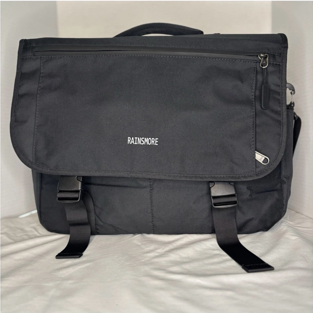New Black Laptop Commuter Bag Multi Pockets Adjustable Straps Unisex
